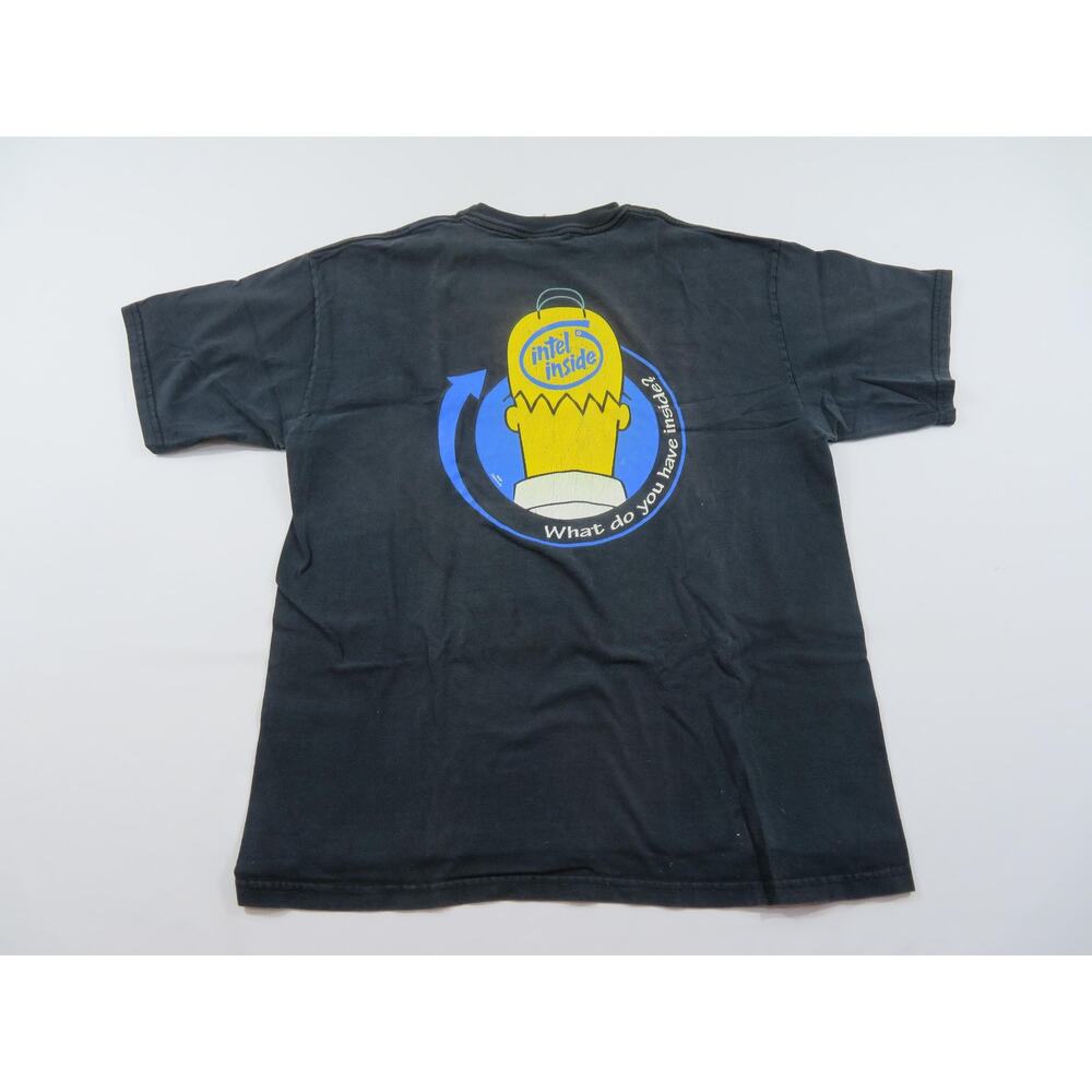 Homer Simpson Intel T-shirt, What Do you Have Inside, Black Sz XL 1990s